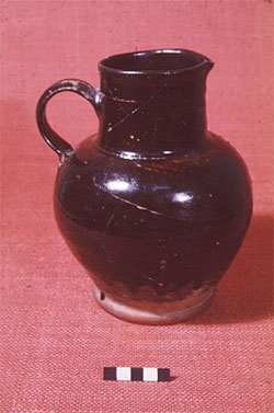 Fig 3 Dark-glazed jug, excavated from the kiln site at Brookhill Pottery. Copyright Peter Davey 