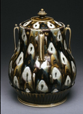 Fig 2. Linda Sikora, jar, porcelain, polychrome glaze, wood/oil/salt fire, H.14 in.