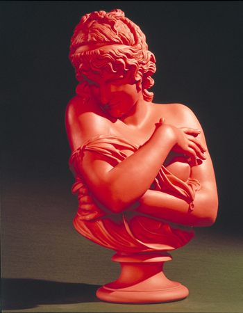 Fig 6. The Clodion Venus or La Frileuse, after Jean-Antoine Houdon, 1873, tinted Parian, height: 41,6 cm, Minton & Co., © Victoria and Albert Museum, London