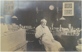 Richard Lunn in his studio at the Royal College of Art, c. 1910